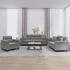 Juego de sofás con cojines 3 piezas tela microfibra gris oscuro von , Sofas - Ref: Foro24-3202304, Preis: 805,96 €, Rabatt: %