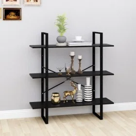 Estantería 3 niveles madera maciza de pino negro 100x30x105 cm by , Bookcases and shelves - Ref: Foro24-806556, Price: 73,94 ...