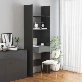 Estantería de madera contrachapada gris brillante 60x35x180 cm de , Librerías y estanterías - Ref: Foro24-803433, Precio: 58,...