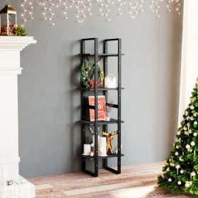 Estantería 4 niveles madera maciza de pino negro 40x30x140 cm by , Bookcases and shelves - Ref: Foro24-806426, Price: 73,75 €...