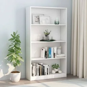 Estantería de 4 niveles madera contrachapada blanca 80x24x142cm by , Bookcases and shelves - Ref: Foro24-800909, Price: 90,17...