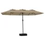 Sombrilla doble de jardín con luces LED gris taupe 449x245 cm de , Sombrillas - Ref: Foro24-362956, Precio: 196,12 €, Descuen...