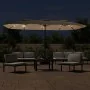 Sombrilla doble de jardín con luces LED gris taupe 449x245 cm de , Sombrillas - Ref: Foro24-362956, Precio: 196,12 €, Descuen...