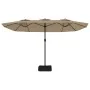 Sombrilla doble de jardín con luces LED gris taupe 449x245 cm de , Sombrillas - Ref: Foro24-362956, Precio: 196,12 €, Descuen...