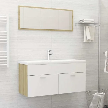 Set de muebles de baño 2 pzas madera contrachapada blanco roble by , Bathroom furniture - Ref: Foro24-804814, Price: 81,23 €,...