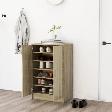 Mueble zapatero madera contrachapada roble Sonoma 60x35x92 cm by , Shoe racks and shoe organizers - Ref: Foro24-808930, Price...