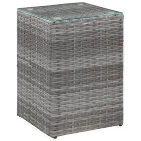 Mesa auxiliar superficie vidrio ratán sint. gris 35x35x52 cm by , Side tables - Ref: Foro24-46983, Price: 76,38 €, Discount: %