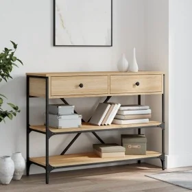 Mesa consola cajones estantes madera de ingeniería roble Sonoma by , Side tables - Ref: Foro24-833404, Price: 128,65 €, Disco...