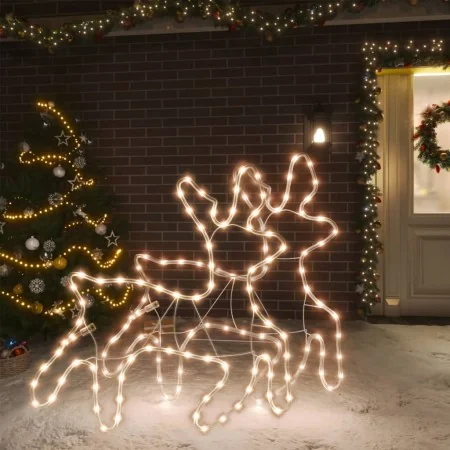Figura de reno Navidad con LED 2 uds blanco cálido 57x55x4,5 cm de , Luces de Navidad - Ref: Foro24-3154294, Precio: 52,70 €,...