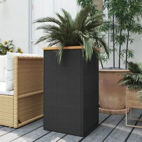 Jardinera de ratán sintético negro 40x40x80 cm by , Pots and planters - Ref: Foro24-319415, Price: 76,88 €, Discount: %