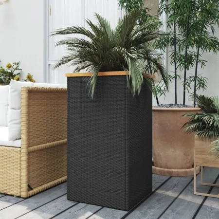 Jardinera de ratán sintético negro 40x40x80 cm de , Maceteros y jardineras - Ref: Foro24-319415, Precio: 76,87 €, Descuento: %