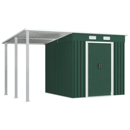 Cobertizo jardín con tejado extendido acero verde 346x193x181 cm by , Sheds - Ref: Foro24-144037, Price: 669,46 €, Discount: %