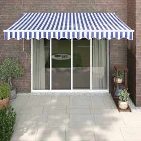 Toldo retráctil aluminio y tela azul y blanco 3,5x2,5 m by , Awnings - Ref: Foro24-3154422, Price: 221,95 €, Discount: %
