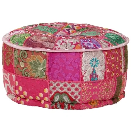 Puf redondo de pachtwork algodón hecho a mano 40x20 cm rosa by , Ottomans - Ref: Foro24-246574, Price: 49,62 €, Discount: %