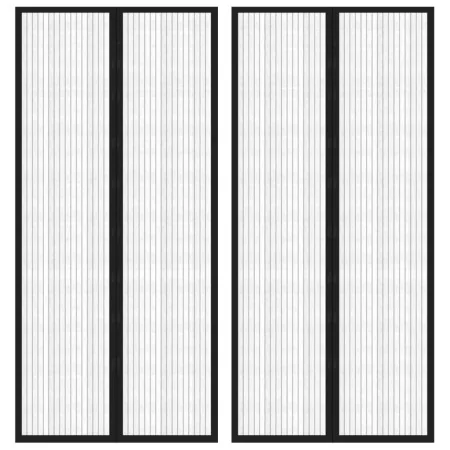 Mosquiteras para puerta bloque magnético 2 uds negro 210x90 cm de , Mosquiteras para ventanas - Ref: Foro24-314686, Precio: 1...