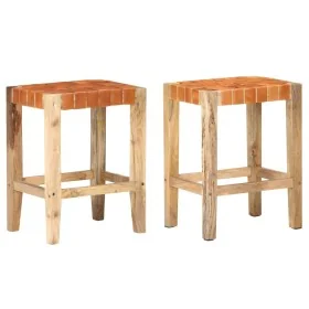 Taburetes de bar 2 piezas cuero auténtico marrón 60 cm by , Kitchen stools - Ref: Foro24-321831, Price: 143,63 €, Discount: %