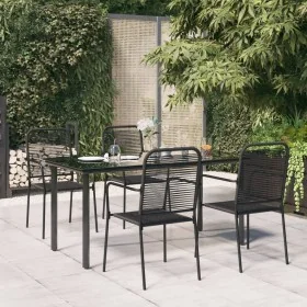 Juego de comedor jardín 5 pzas acero y cuerda de algodón negro by , Garden sets - Ref: Foro24-3156536, Price: 330,45 €, Disco...
