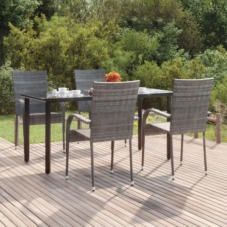 Juego de comedor para jardín 5 piezas ratán sintético gris de , Conjuntos de jardín - Ref: Foro24-3156664, Precio: 323,31 €, ...