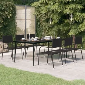 Mesa de comedor para jardín acero y vidrio negro 200x100x74 cm by , Garden tables - Ref: Foro24-3100108, Price: 222,62 €, Dis...