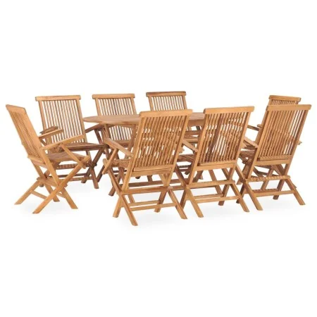 Set de comedor de jardín plegable 9 pzas madera maciza de teca de , Conjuntos de jardín - Ref: Foro24-3059971, Precio: 815,96...