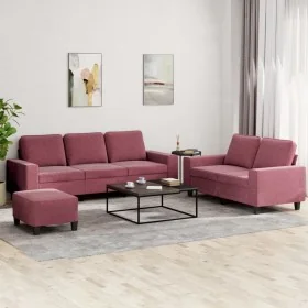 Juego de sofás 3 piezas tela rojo tinto von , Sofas - Ref: Foro24-3201912, Preis: 497,90 €, Rabatt: %