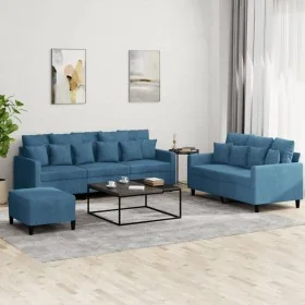 Juego de sofás con cojines 3 piezas terciopelo azul by , Sofas - Ref: Foro24-3201739, Price: 564,67 €, Discount: %