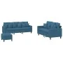 Juego de sofás con cojines 3 piezas terciopelo azul by , Sofas - Ref: Foro24-3201739, Price: 564,67 €, Discount: %