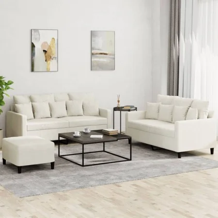 Juego de sofás con cojines 3 piezas terciopelo crema by , Sofas - Ref: Foro24-3201718, Price: 506,65 €, Discount: %