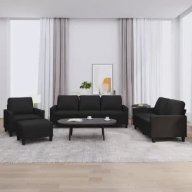 Juego de sofás con cojines 4 piezas cuero sintético negro by , Sofas - Ref: Foro24-3201403, Price: 615,20 €, Discount: %