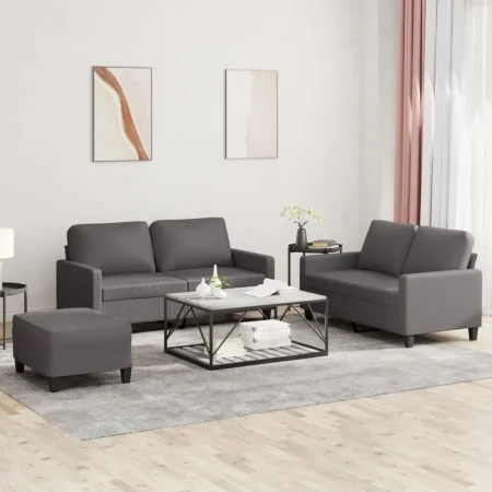 Juego de sofás con cojines 3 piezas cuero sintético gris by , Sofas - Ref: Foro24-3201415, Price: 472,13 €, Discount: %