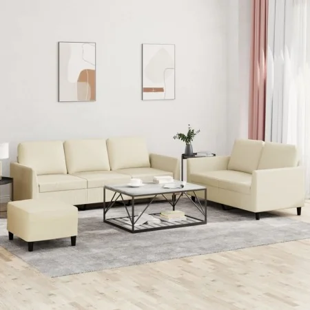 Juego de sofás con cojines 3 piezas cuero sintético crema by , Sofas - Ref: Foro24-3201766, Price: 458,86 €, Discount: %