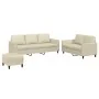 Juego de sofás con cojines 3 piezas cuero sintético crema by , Sofas - Ref: Foro24-3201766, Price: 458,86 €, Discount: %