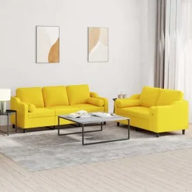 Juego de sofás con cojines 2 piezas tela amarillo claro by , Sofas - Ref: Foro24-3201855, Price: 447,74 €, Discount: %