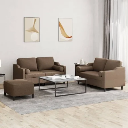 Juego de sofás con cojines 3 piezas tela marrón von , Sofas - Ref: Foro24-3201829, Preis: 494,74 €, Rabatt: %