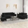 Juego de sofás con cojines 3 piezas tela microfibra negro by , Sofas - Ref: Foro24-3202359, Price: 640,53 €, Discount: %