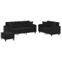 Juego de sofás con cojines 3 piezas tela microfibra negro by , Sofas - Ref: Foro24-3202359, Price: 640,53 €, Discount: %