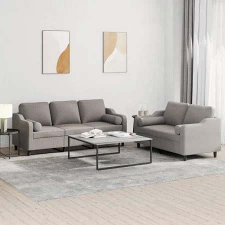 Juego de sofás con cojines 2 piezas tela gris taupe by , Sofas - Ref: Foro24-3201857, Price: 501,99 €, Discount: %