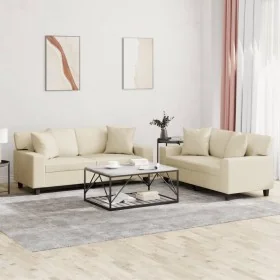 Juego de sofás con cojines 2 piezas cuero sintético color crema von , Sofas - Ref: Foro24-3201925, Preis: 481,50 €, Rabatt: %