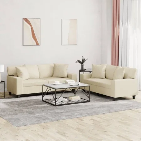 Juego de sofás con cojines 2 piezas cuero sintético color crema by , Sofas - Ref: Foro24-3201925, Price: 481,50 €, Discount: %