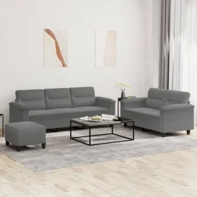 Juego de sofás con cojines 3 piezas tela microfibra gris oscuro by , Sofas - Ref: Foro24-3202346, Price: 599,94 €, Discount: %
