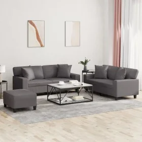 Juego de sofás con cojines 3 piezas cuero sintético gris von , Sofas - Ref: Foro24-3201931, Preis: 584,02 €, Rabatt: %