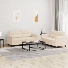 Juego de sofás con cojines 2 piezas tela microfibra beige von , Sofas - Ref: Foro24-3202319, Preis: 551,47 €, Rabatt: %