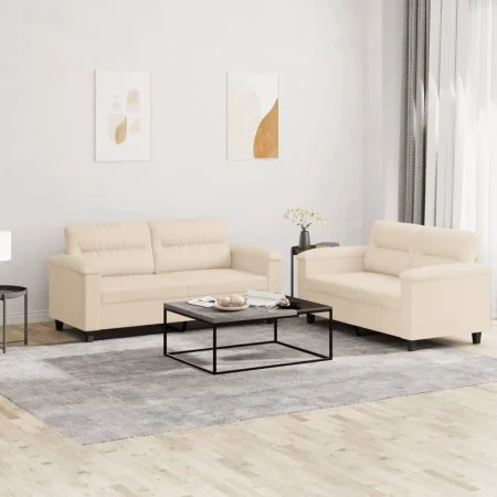 Juego de sofás con cojines 2 piezas tela microfibra beige by , Sofas - Ref: Foro24-3202319, Price: 551,47 €, Discount: %