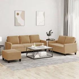 Juego de sofás con cojines 3 piezas terciopelo marrón by , Sofas - Ref: Foro24-3201533, Price: 521,06 €, Discount: %