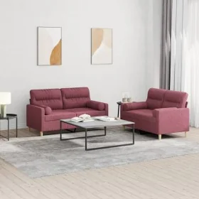 Juego de sofás con cojines 2 piezas tela rojo tinto by , Sofas - Ref: Foro24-3201590, Price: 443,92 €, Discount: %