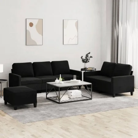 Juego de sofás con cojines 3 piezas terciopelo negro by , Sofas - Ref: Foro24-3201531, Price: 539,37 €, Discount: %