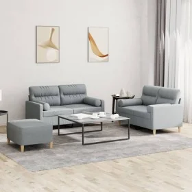 Juego de sofás con cojines 3 piezas tela gris claro by , Sofas - Ref: Foro24-3201592, Price: 517,72 €, Discount: %