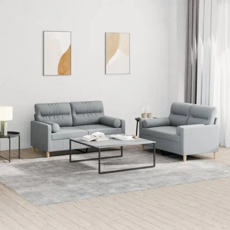 Juego de sofás con cojines 2 piezas tela gris claro von , Sofas - Ref: Foro24-3201584, Preis: 460,03 €, Rabatt: %