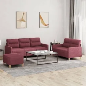 Juego de sofás con cojines 3 piezas tela rojo tinto by , Sofas - Ref: Foro24-3201614, Price: 509,03 €, Discount: %