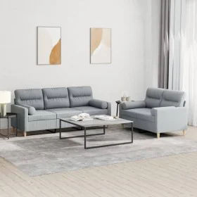 Juego de sofás con cojines 2 piezas tela gris claro by , Sofas - Ref: Foro24-3201616, Price: 491,28 €, Discount: %